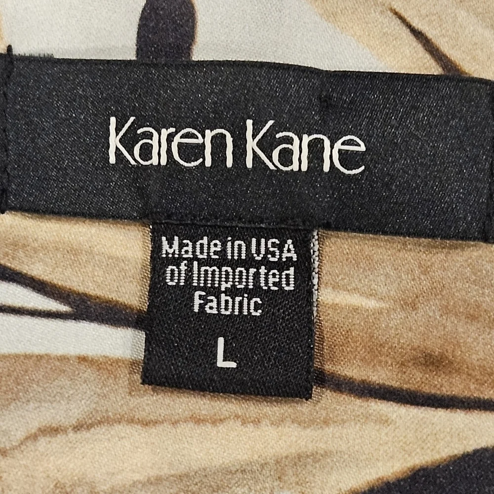 Karen Kane Cabana Tropical Print Notch Collar Short Sleeve Boxy Camp Shirt SZ L